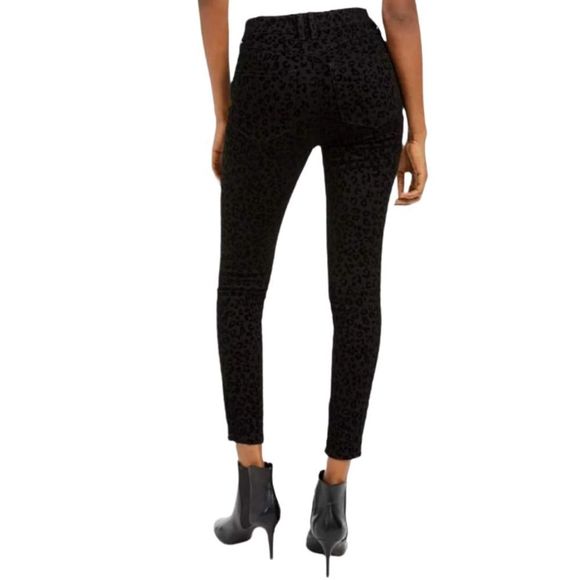 Current/Elliott Denim - Current/Elliott Black Leopard Print The Stiletto Mid Rise Skinny Ankle Jeans 28